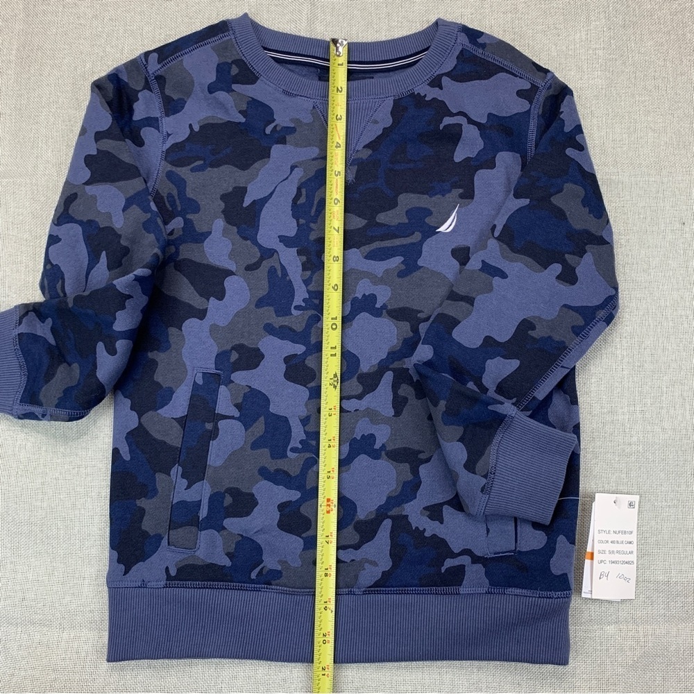 Nautica Big Boys Camo Print Crewneck Sweatshirt S/P - Picture 5 of 11
